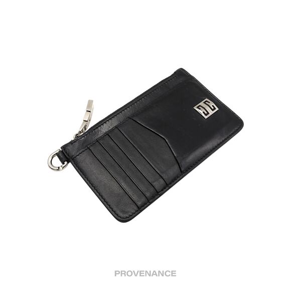 🔴 Givenchy 4G Logo Zip Card Holder Wallet - Black Leather - Picture 3 of 10
